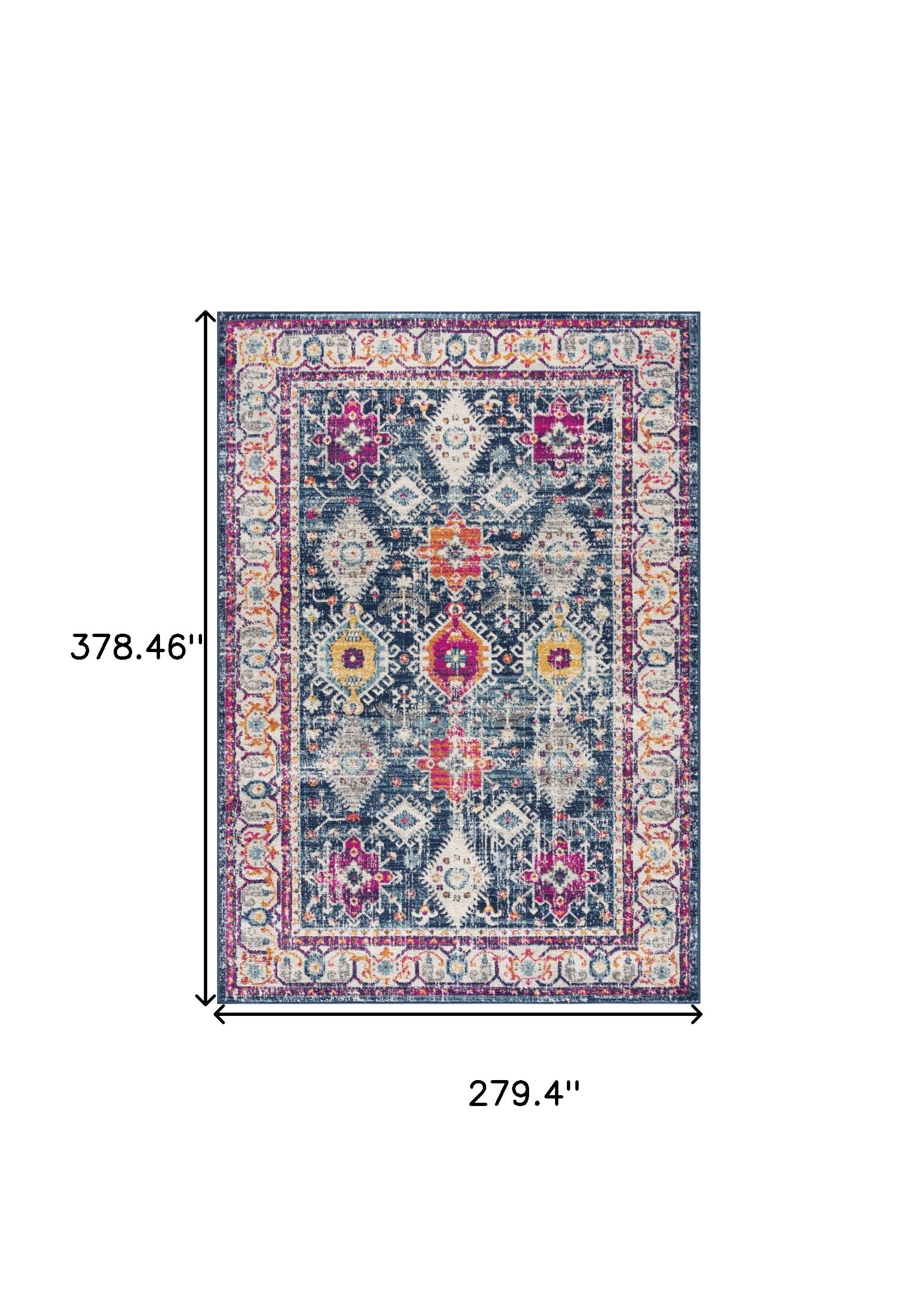 20' Blue And Ivory Oriental Runner Rug-Area Rugs-DECOROLALA