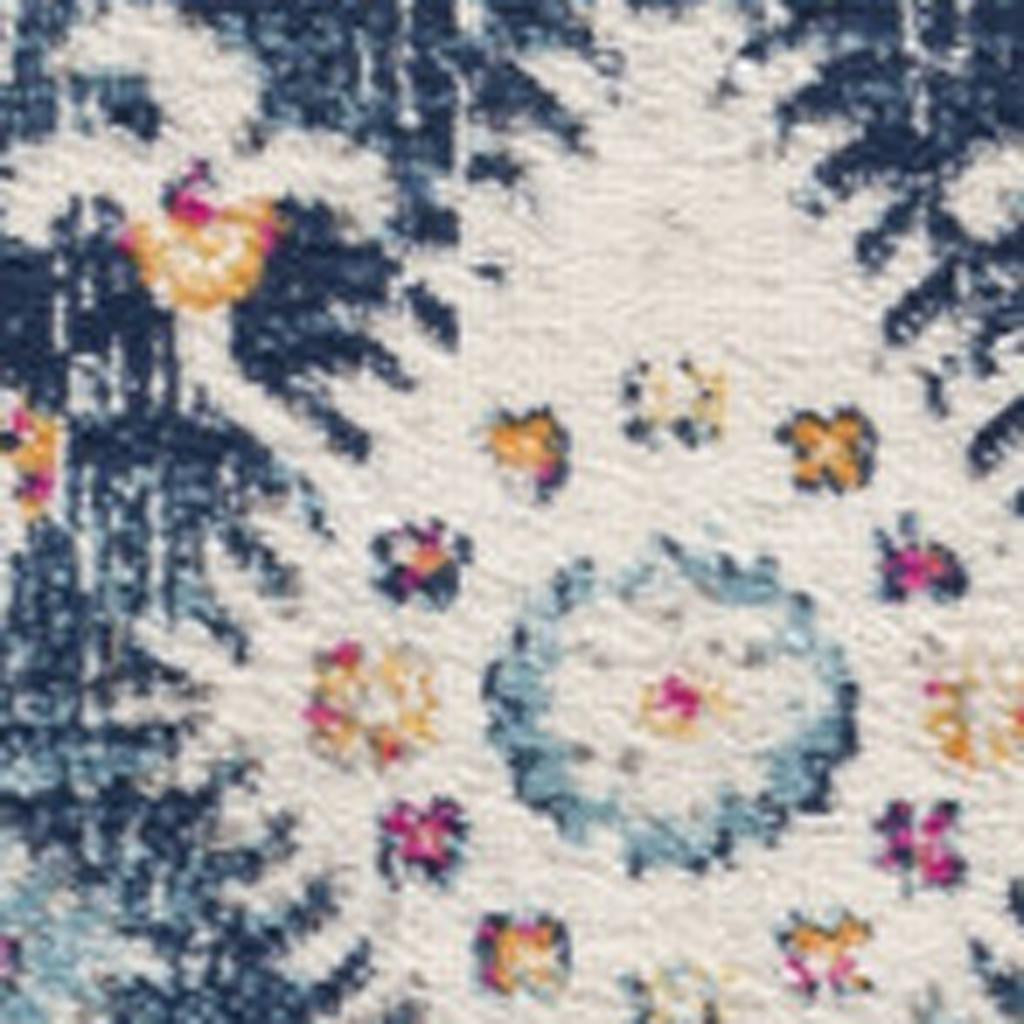 20' Blue And Ivory Oriental Runner Rug-Area Rugs-DECOROLALA
