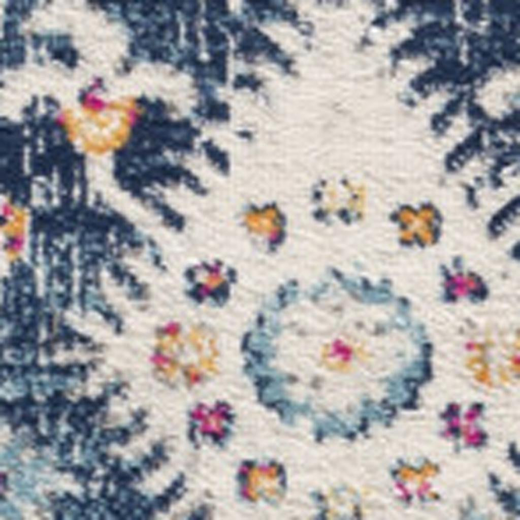 20' Blue And Ivory Oriental Runner Rug-Area Rugs-DECOROLALA