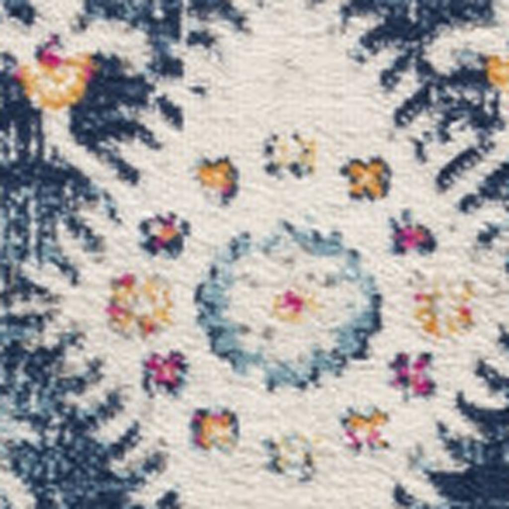 20' Blue And Ivory Oriental Runner Rug-Area Rugs-DECOROLALA