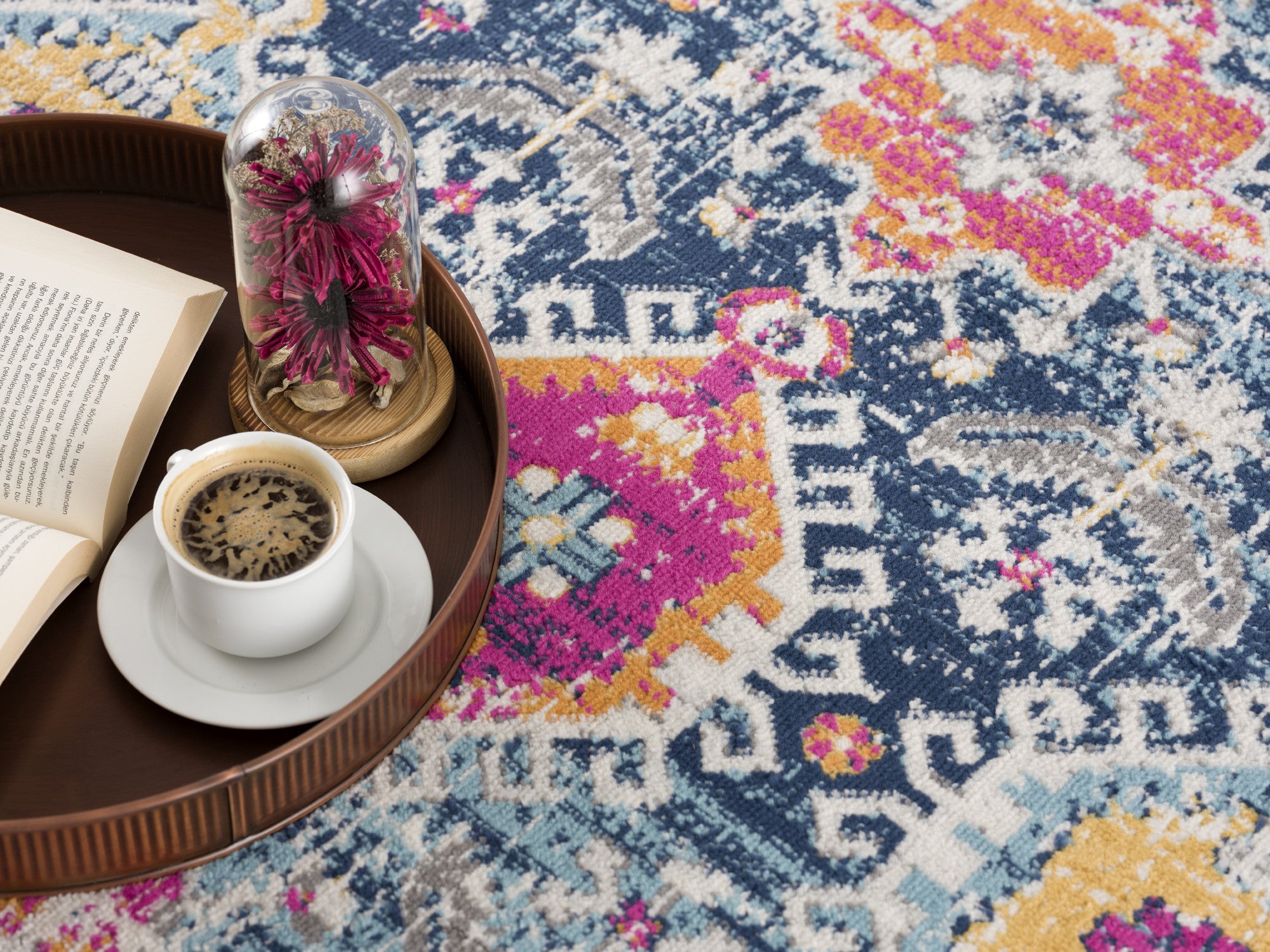 20' Blue And Ivory Oriental Runner Rug-Area Rugs-DECOROLALA