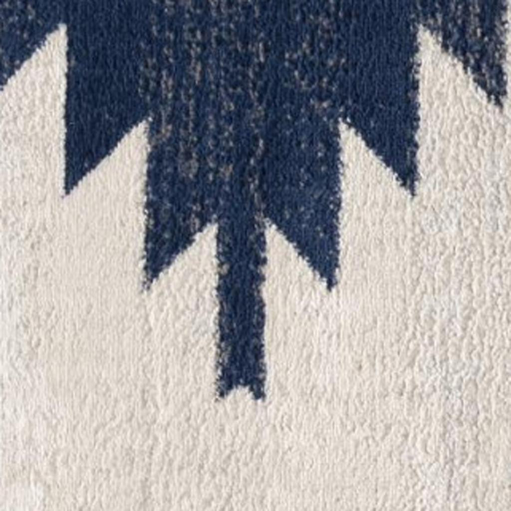 20' Blue And Ivory Southwestern Runner Rug-Area Rugs-DECOROLALA