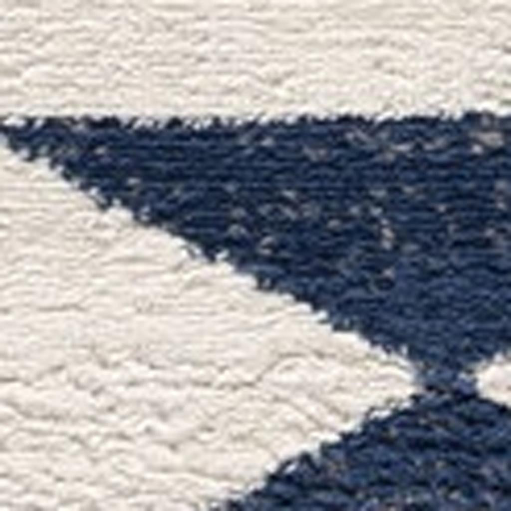 20' Blue And Ivory Southwestern Runner Rug-Area Rugs-DECOROLALA