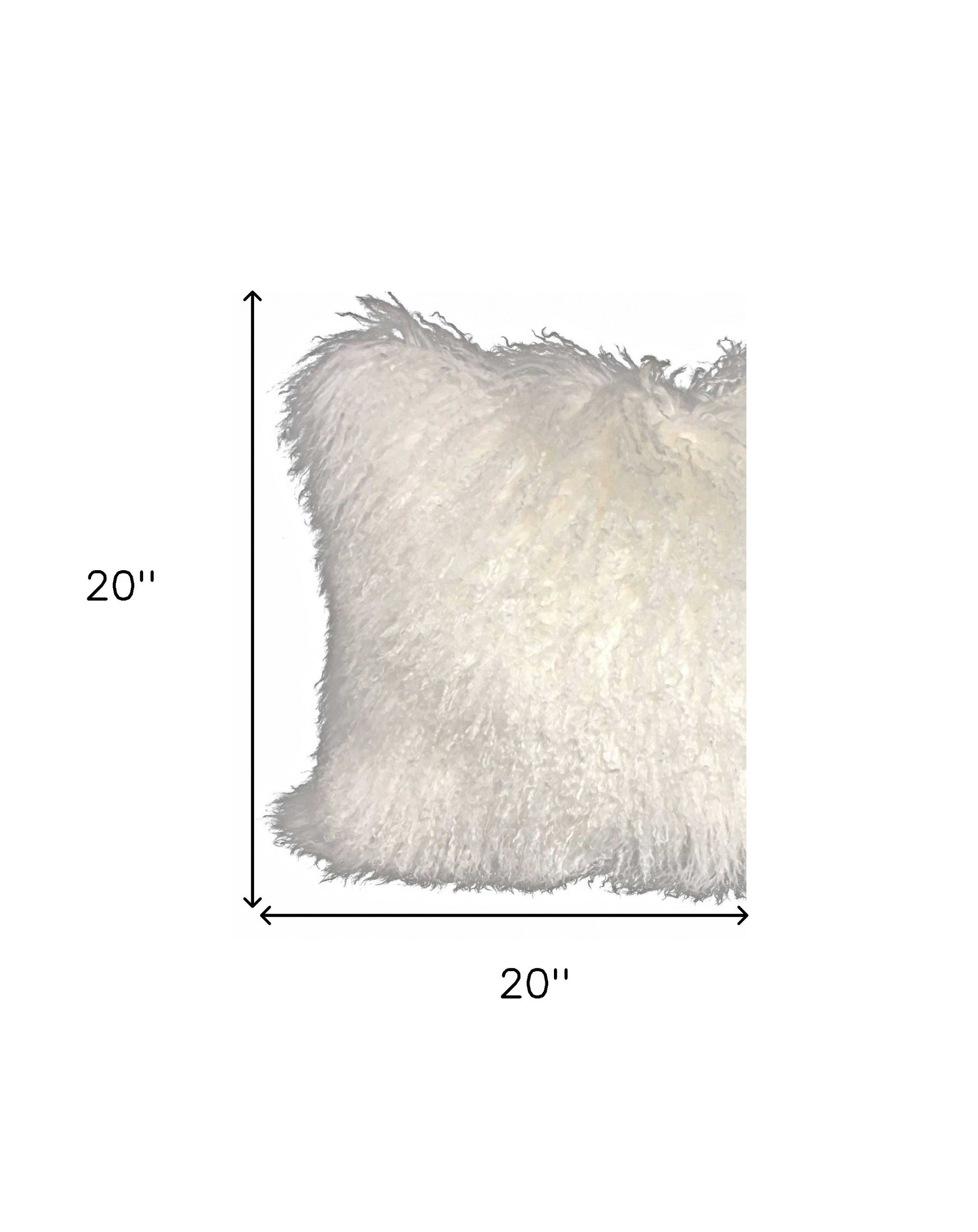 20" Bright White Genuine Tibetan Lamb Fur Pillow With Microsuede Backing-Accent Throw Pillows-DECOROLALA