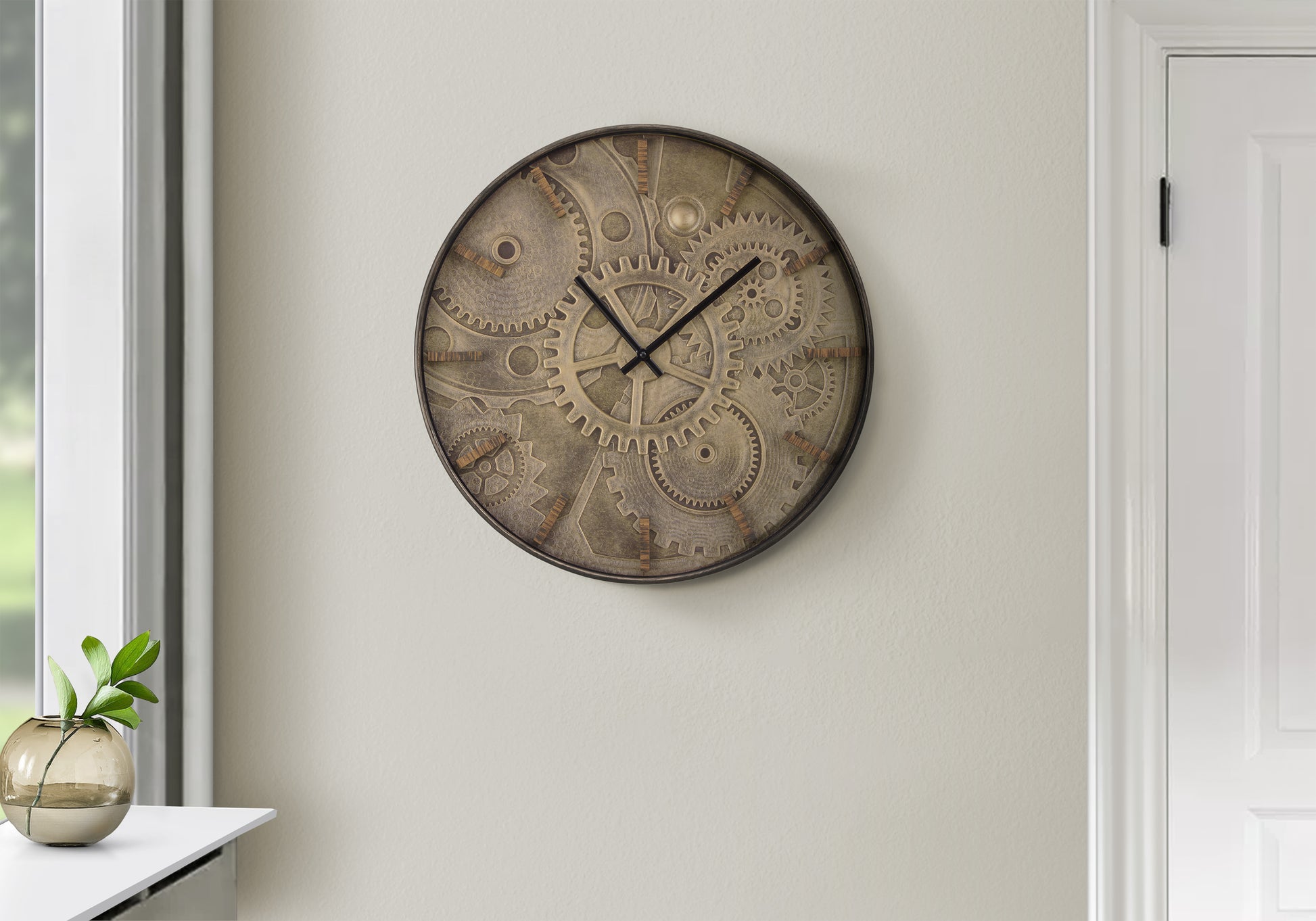 20" Brown Analog Wall Clock with Quartz Movement-Clocks-DECOROLALA