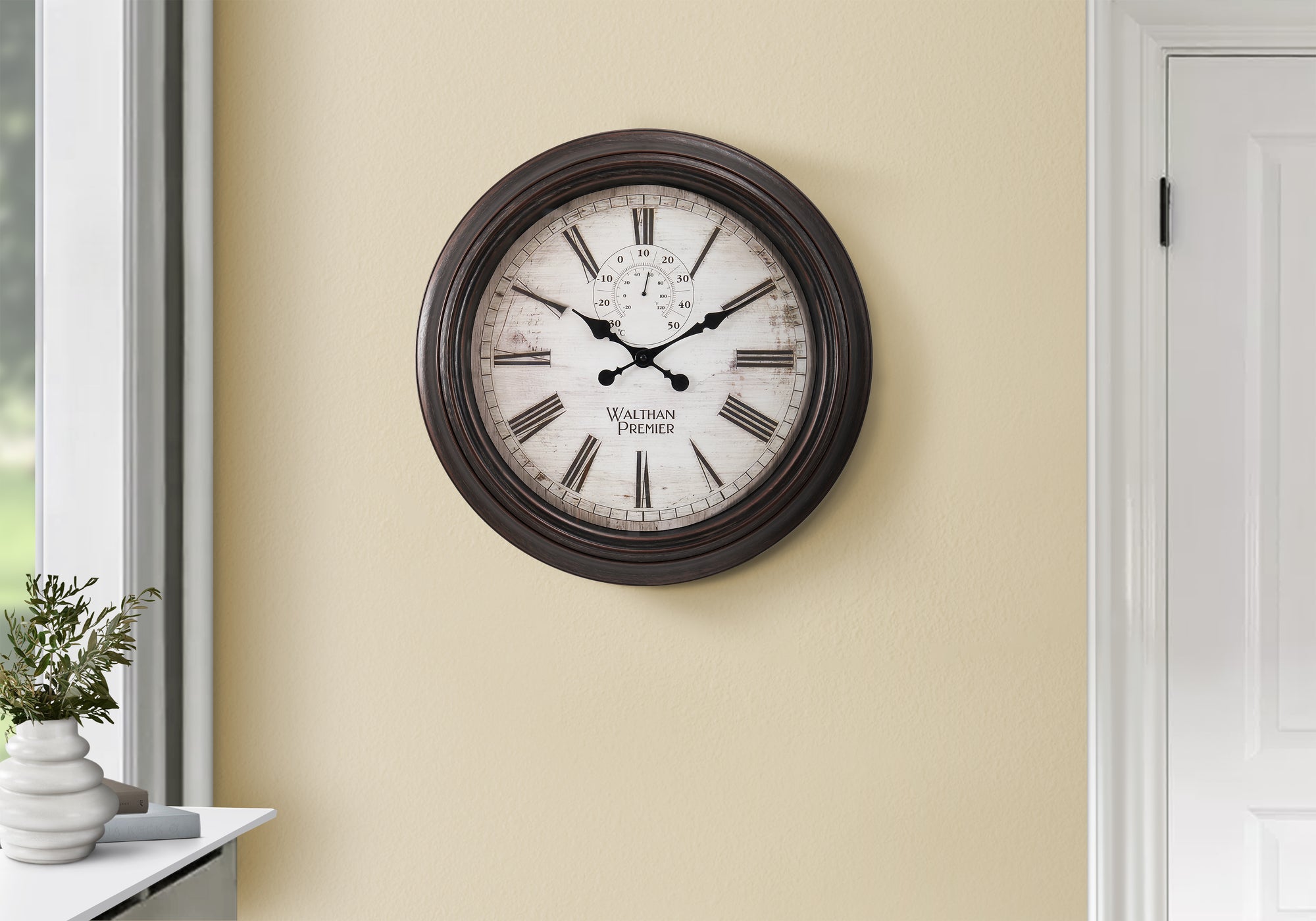 20" Brown Round Wall Clock Roman Numerals-Clocks-DECOROLALA