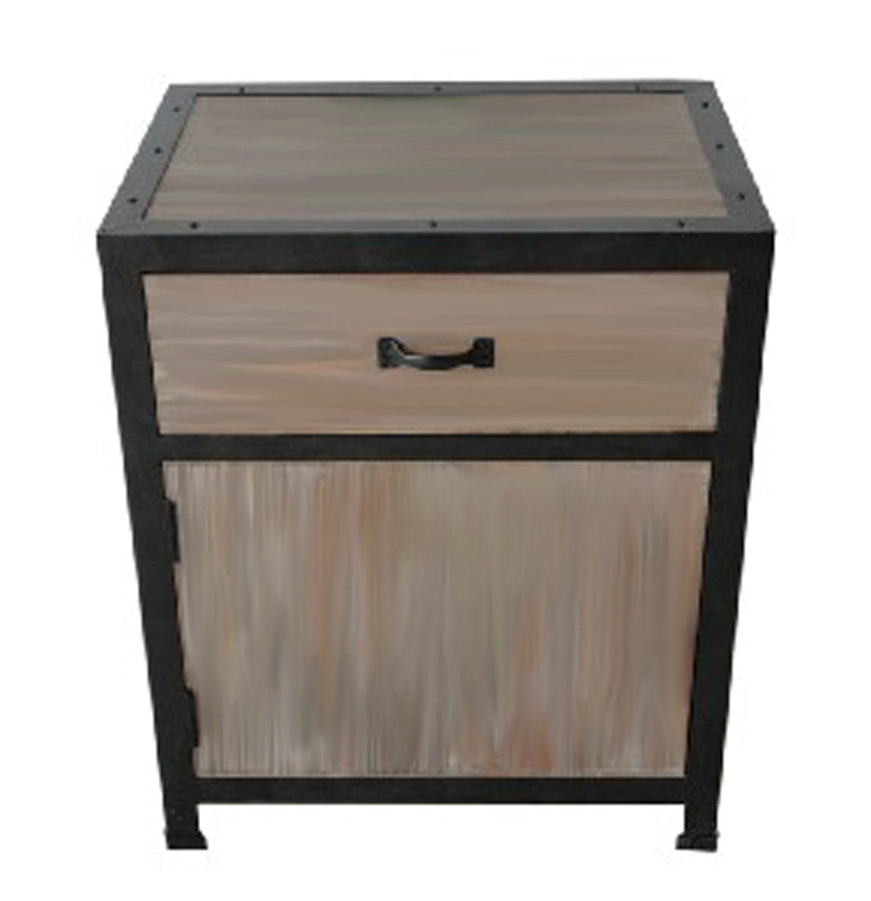 20" Brown Solid Wood End Table With Drawer-End-Side Tables-DECOROLALA