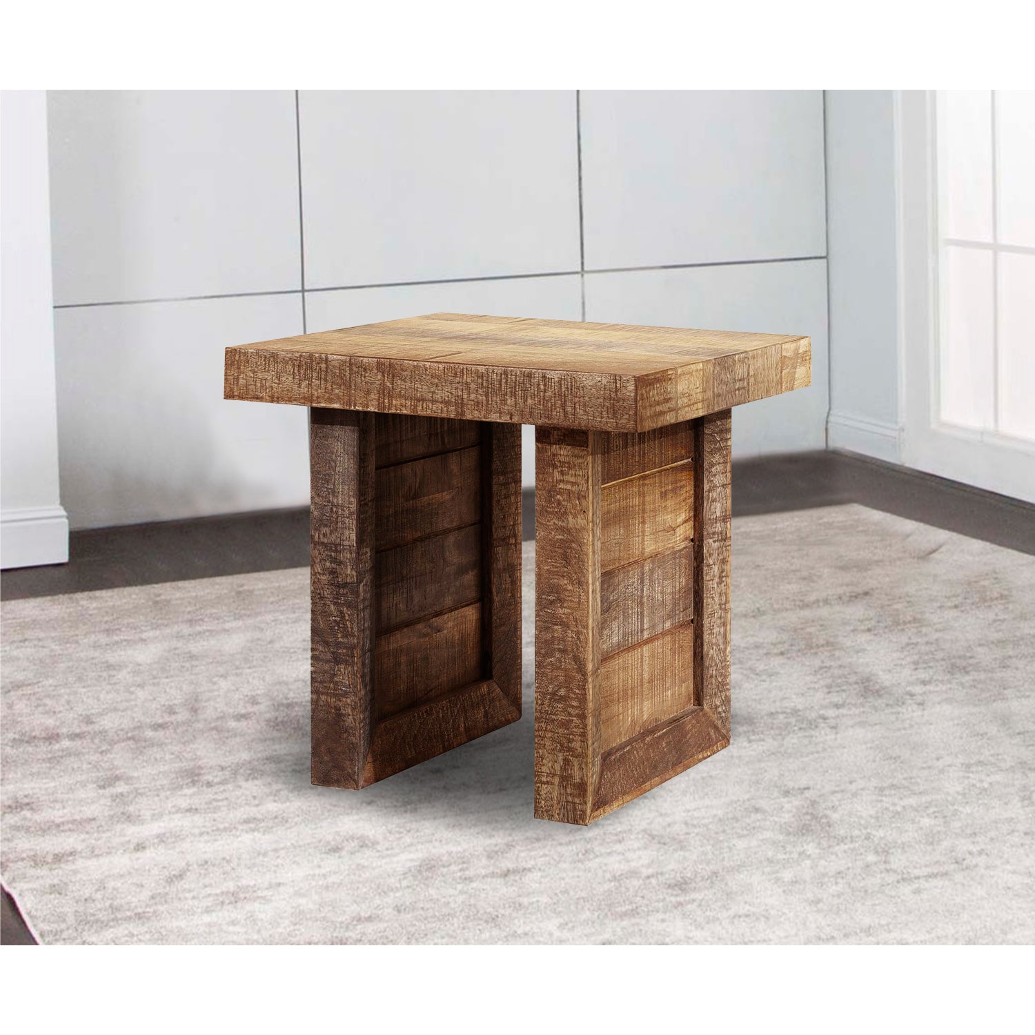 20" Brown Solid Wood Square End Table-End-Side Tables-DECOROLALA