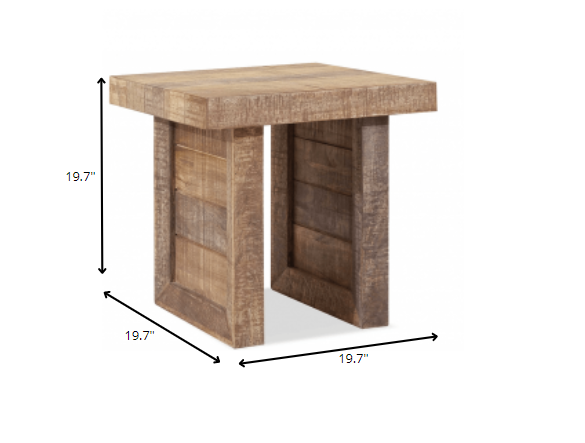 20" Brown Solid Wood Square End Table-End-Side Tables-DECOROLALA