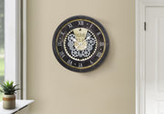 20" Brown Wall Clock with Gear Mechanism-Clocks-DECOROLALA