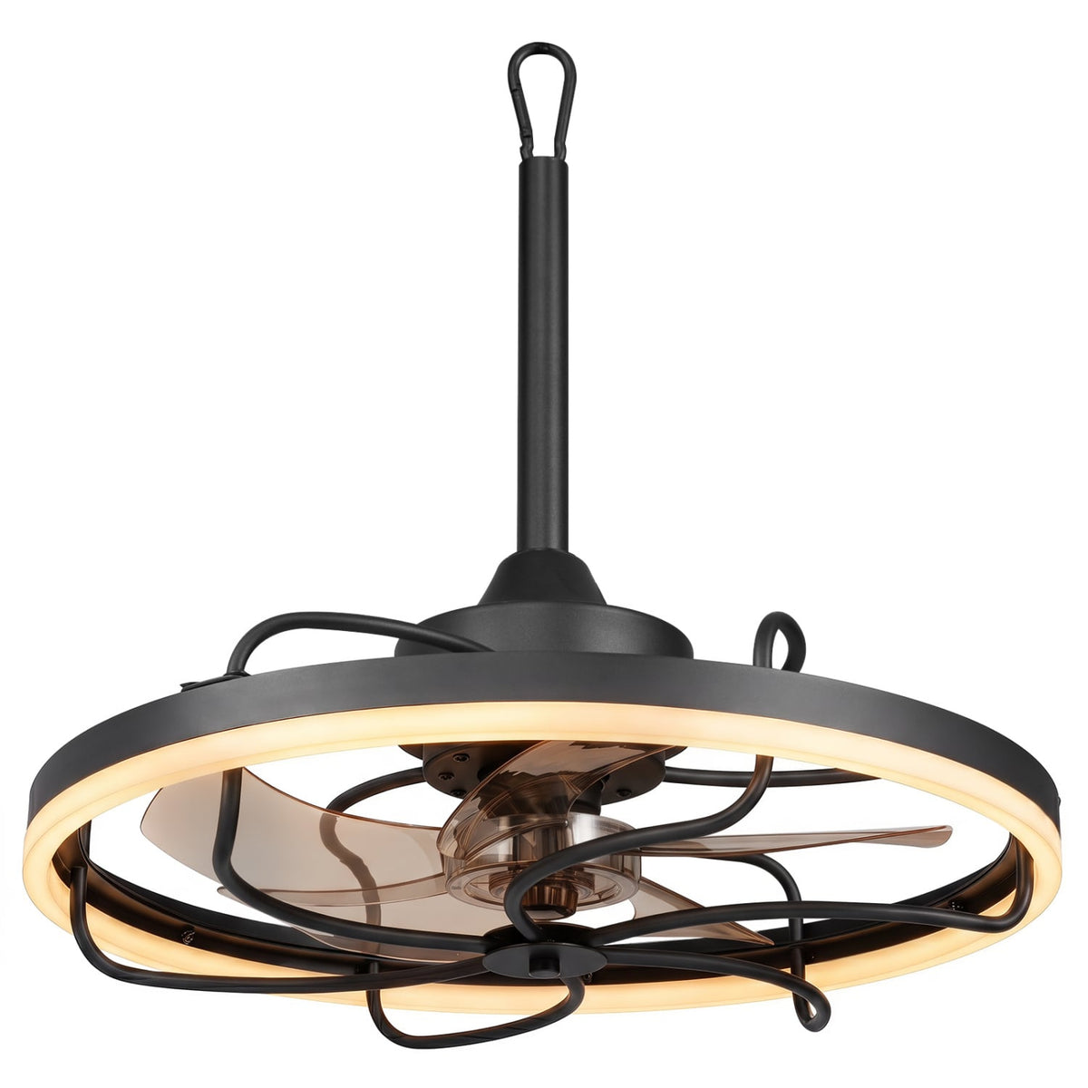 20” Celling Fan with Dimmable LED Light 6 Speeds and Timer-Black-Ceiling Fans-DECOROLALA