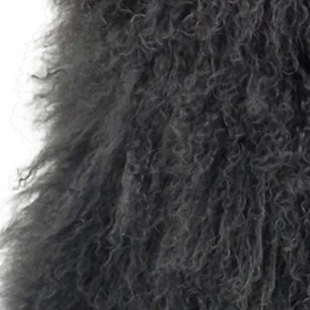 20" Charcoal Genuine Tibetan Lamb Fur Pillow With Microsuede Backing-Accent Throw Pillows-DECOROLALA