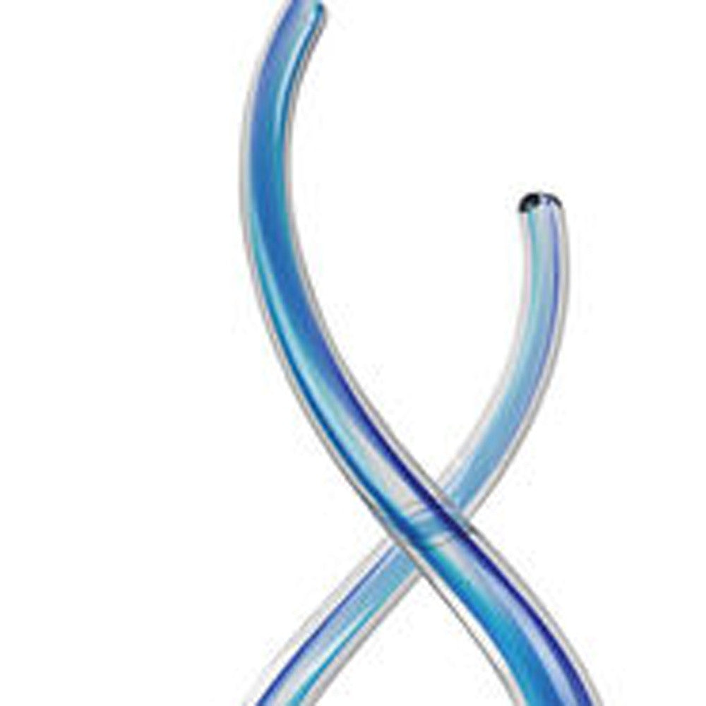 20" Clear and Blue Murano Glass Modern Abstract Tabletop Sculpture-Sculptures-DECOROLALA