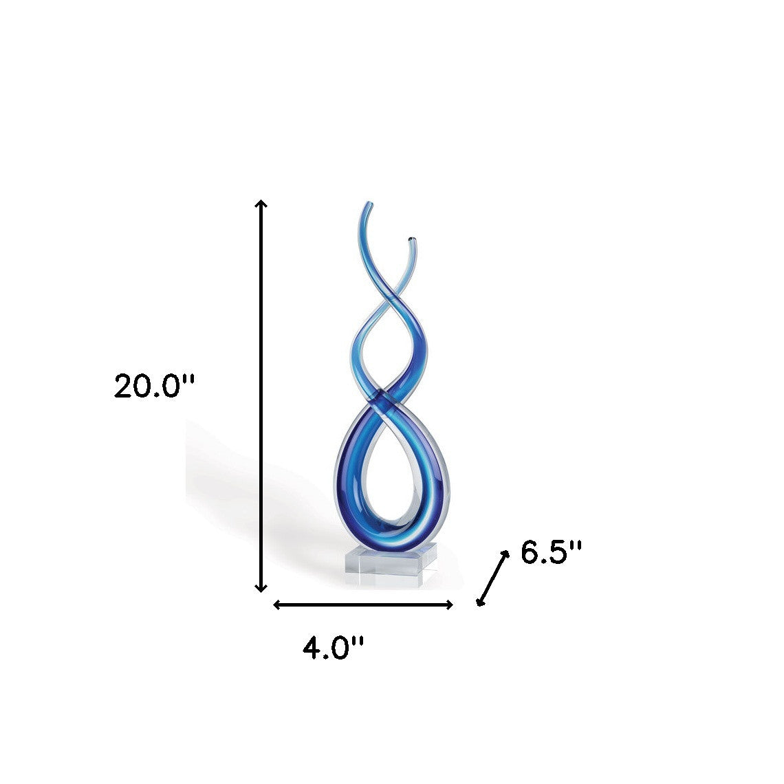 20" Clear and Blue Murano Glass Modern Abstract Tabletop Sculpture-Sculptures-DECOROLALA