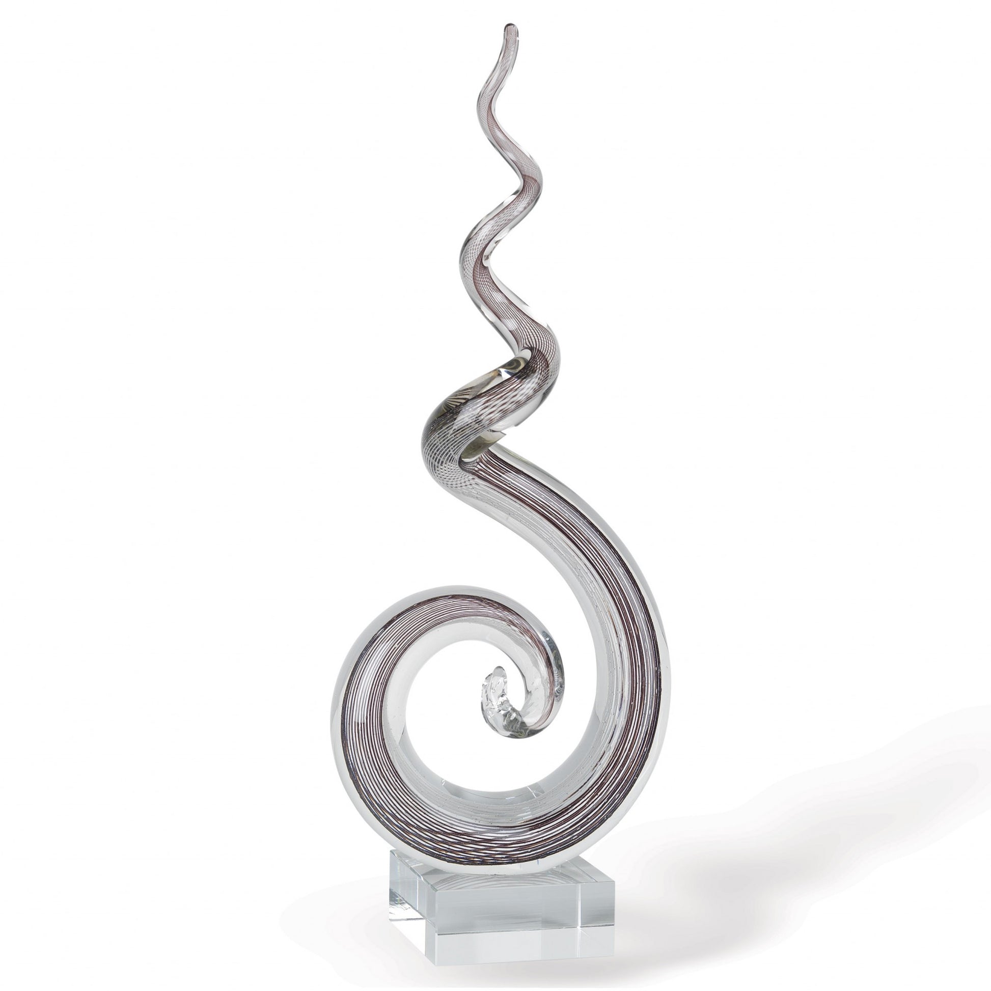 20" Clear and Brown Murano Glass Modern Abstract Tabletop Sculpture-Sculptures-DECOROLALA