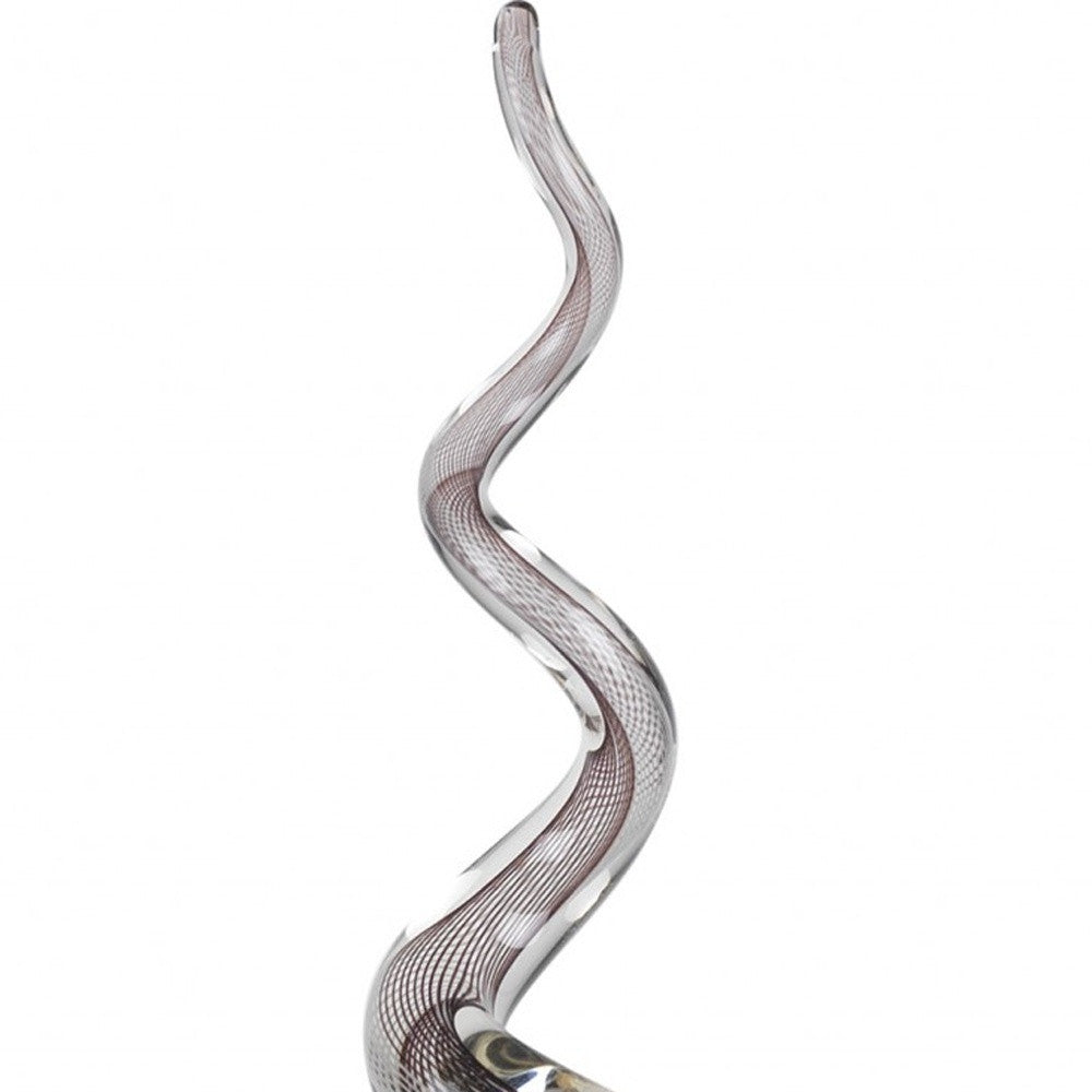 20" Clear and Brown Murano Glass Modern Abstract Tabletop Sculpture-Sculptures-DECOROLALA