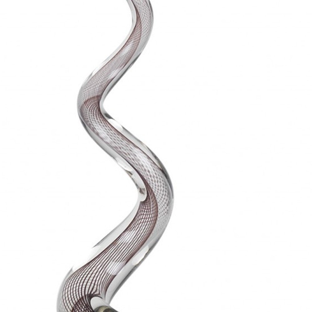 20" Clear and Brown Murano Glass Modern Abstract Tabletop Sculpture-Sculptures-DECOROLALA