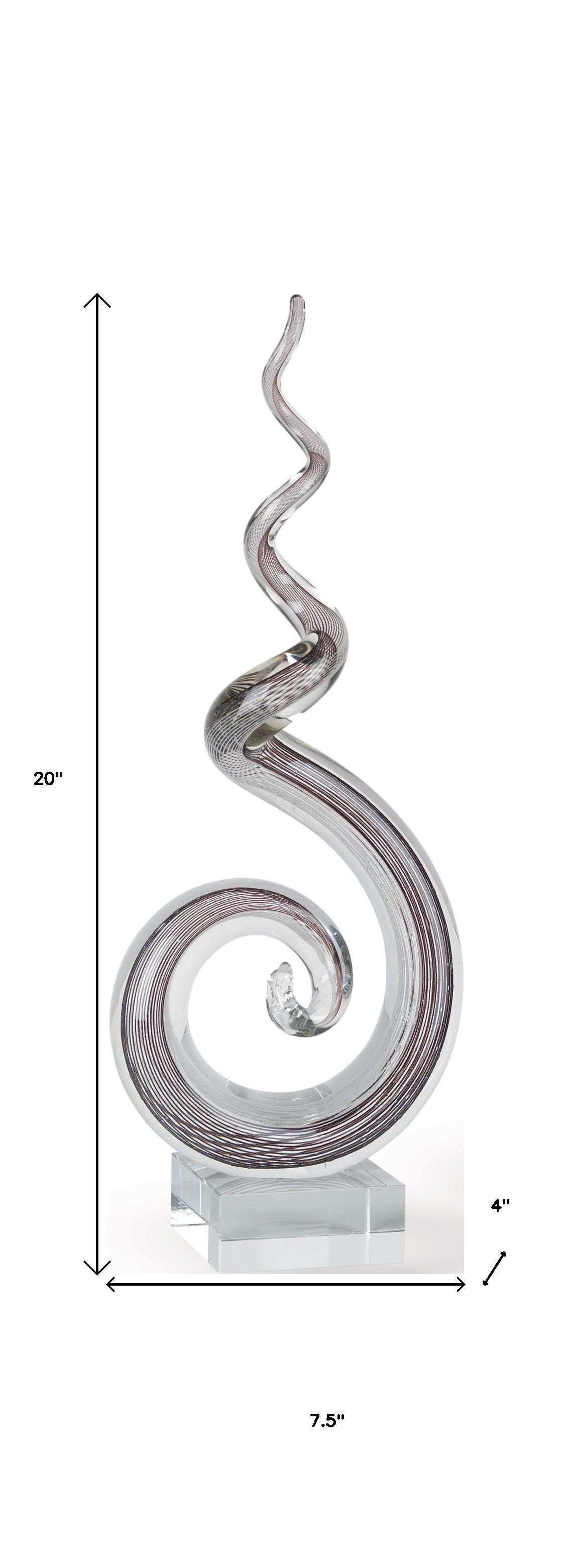 20" Clear and Brown Murano Glass Modern Abstract Tabletop Sculpture-Sculptures-DECOROLALA