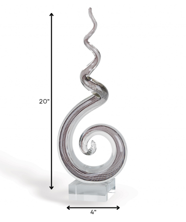 20" Clear and Brown Murano Glass Modern Abstract Tabletop Sculpture-Sculptures-DECOROLALA