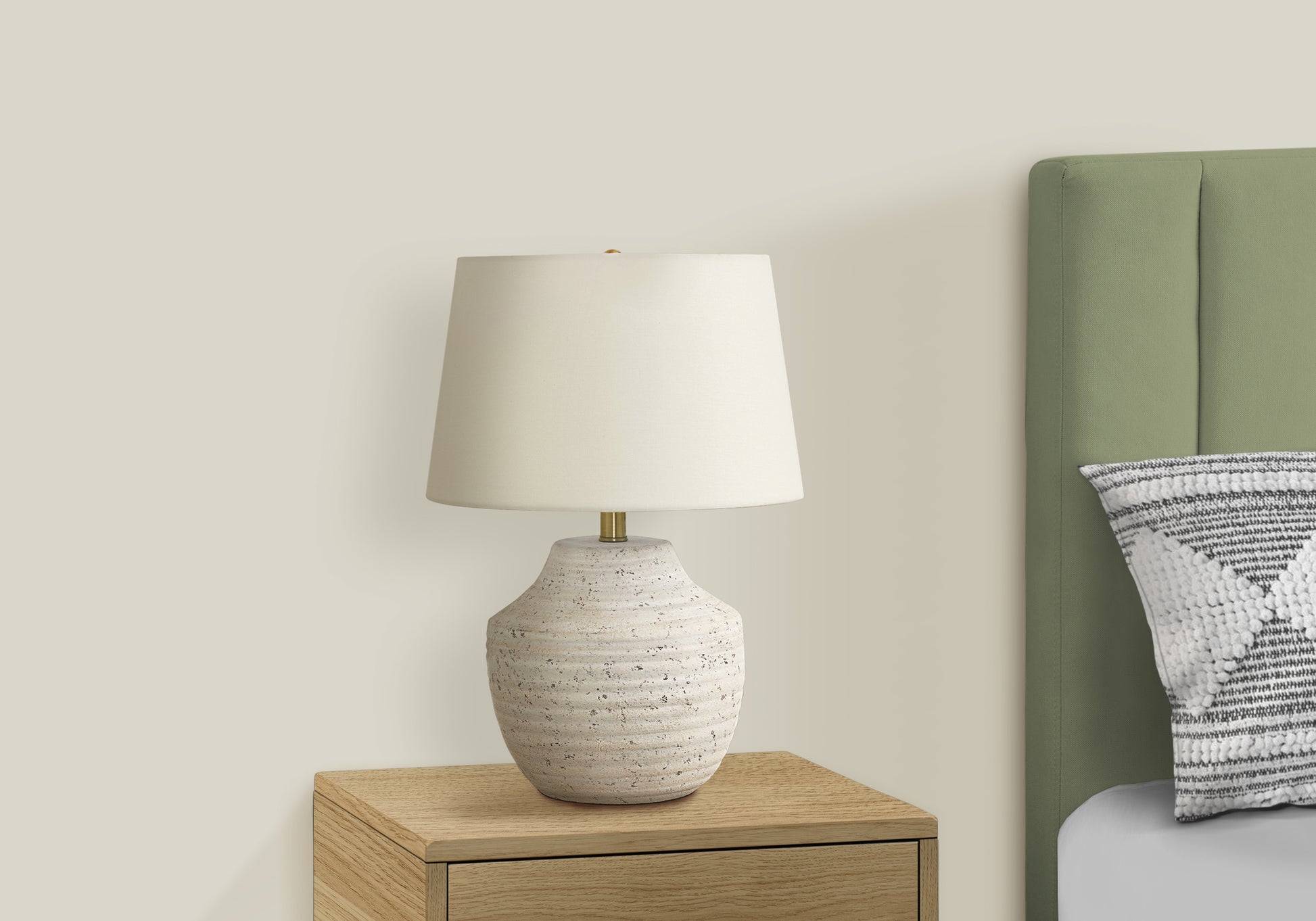 20" Cream Concrete Table Lamp with Ivory Shade-Lighting-DECOROLALA