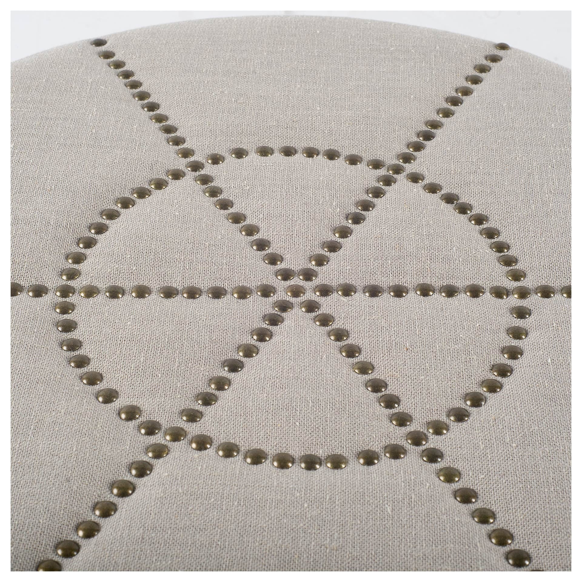 20" Cream Fabric Tufted Round Footstool-Ottomans-DECOROLALA