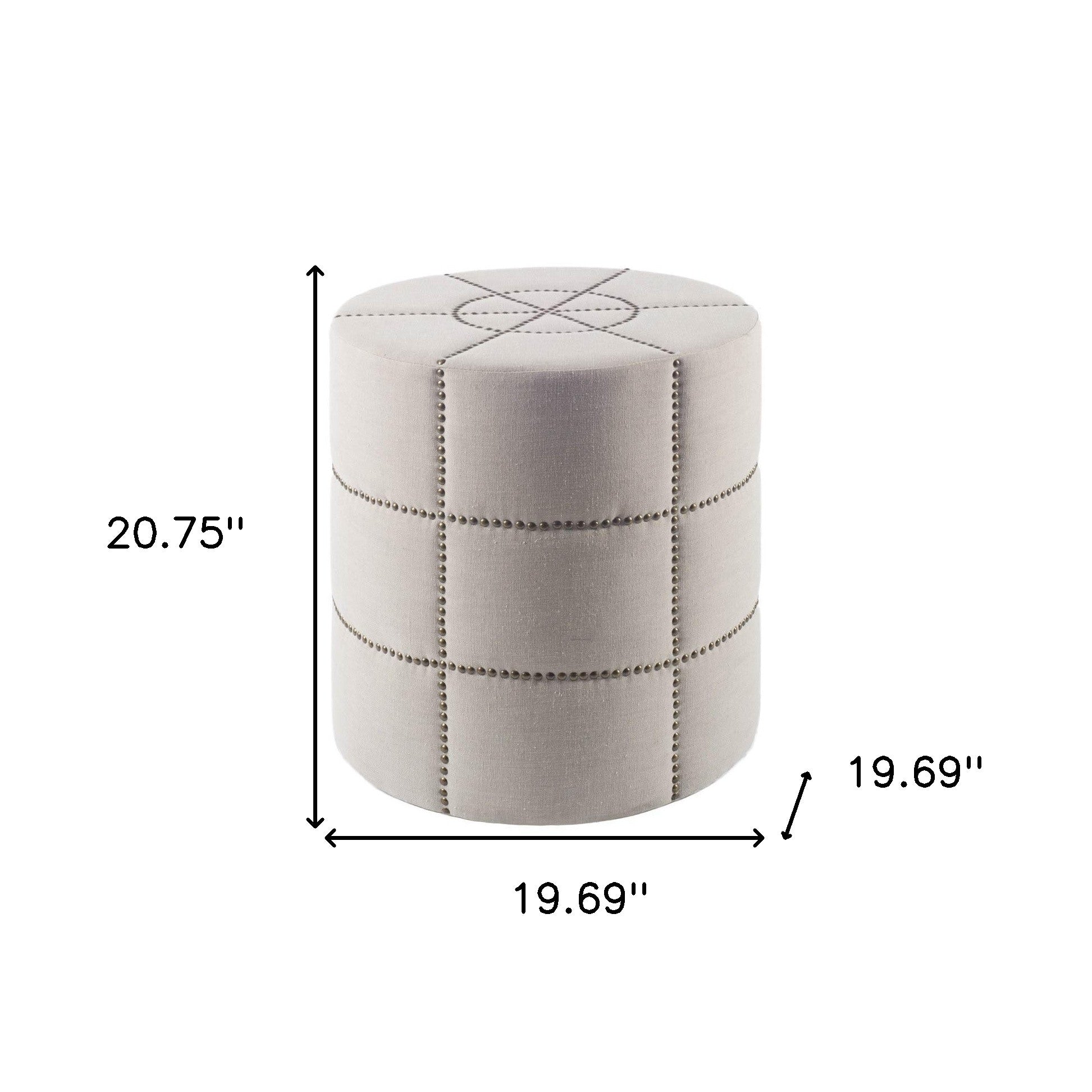 20" Cream Fabric Tufted Round Footstool-Ottomans-DECOROLALA