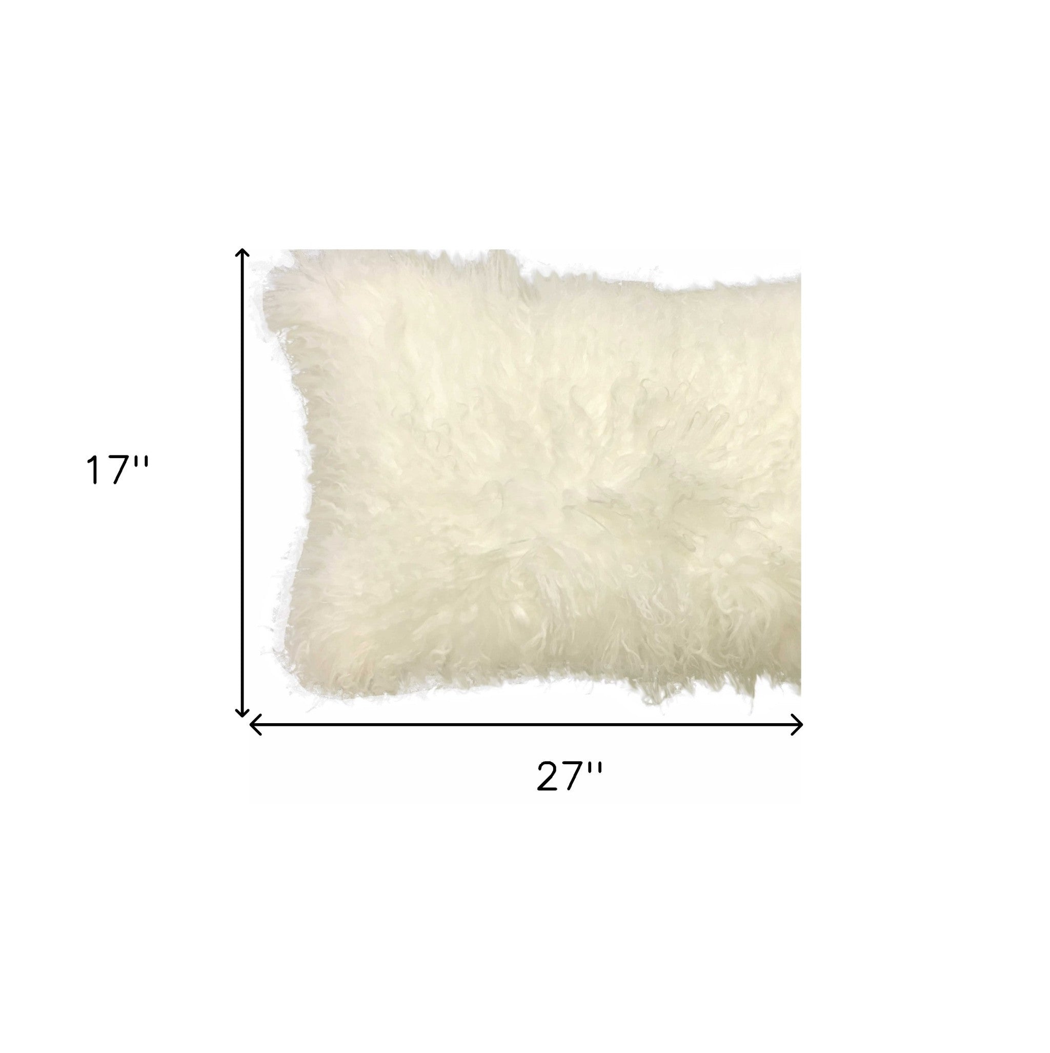 20" Creamy Genuine Tibetan Lamb Fur Pillow With Microsuede Backing-Accent Throw Pillows-DECOROLALA