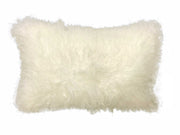 20" Creamy Genuine Tibetan Lamb Fur Pillow With Microsuede Backing-Accent Throw Pillows-DECOROLALA
