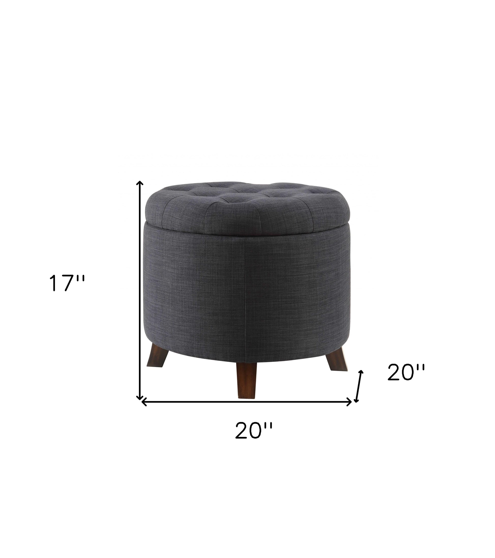 20" Dark Blue Linen And Brown Storage-Ottomans-DECOROLALA