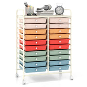 20 Drawers Rolling Storage Cart Studio Organizer-Deep Multicolor-File Cabinets-DECOROLALA