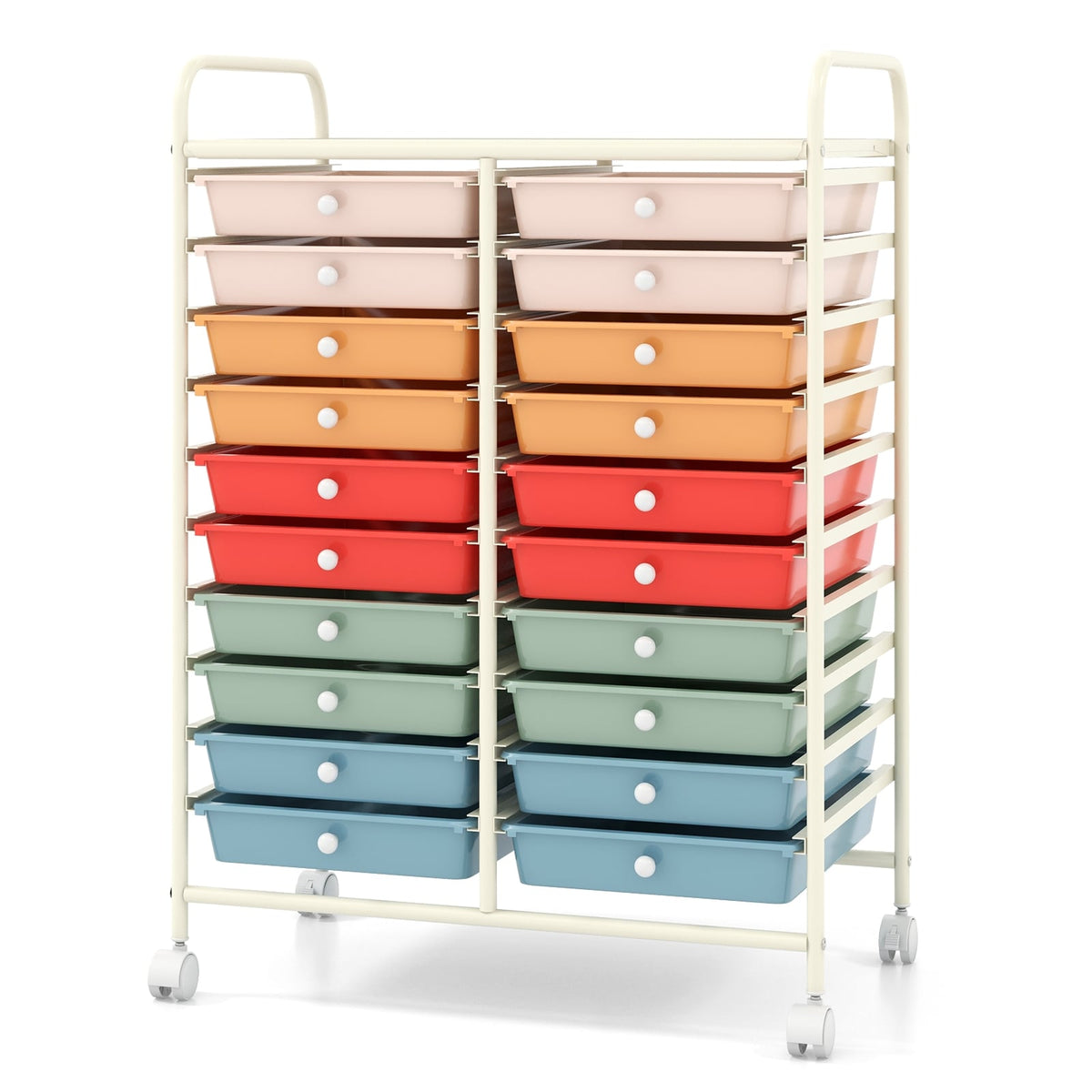 20 Drawers Rolling Storage Cart Studio Organizer-Deep Multicolor-File Cabinets-DECOROLALA