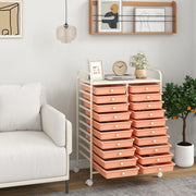 20 Drawers Rolling Storage Cart Studio Organizer-Peach-File Cabinets-DECOROLALA
