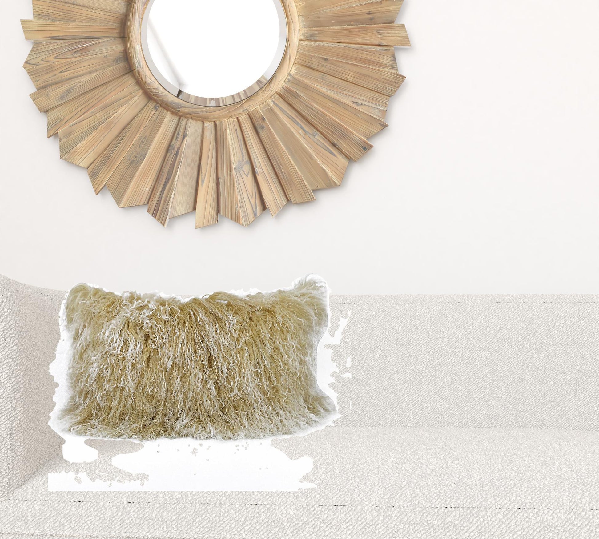 20" Gold Genuine Tibetan Lamb Fur Pillow With Microsuede Backing-Accent Throw Pillows-DECOROLALA