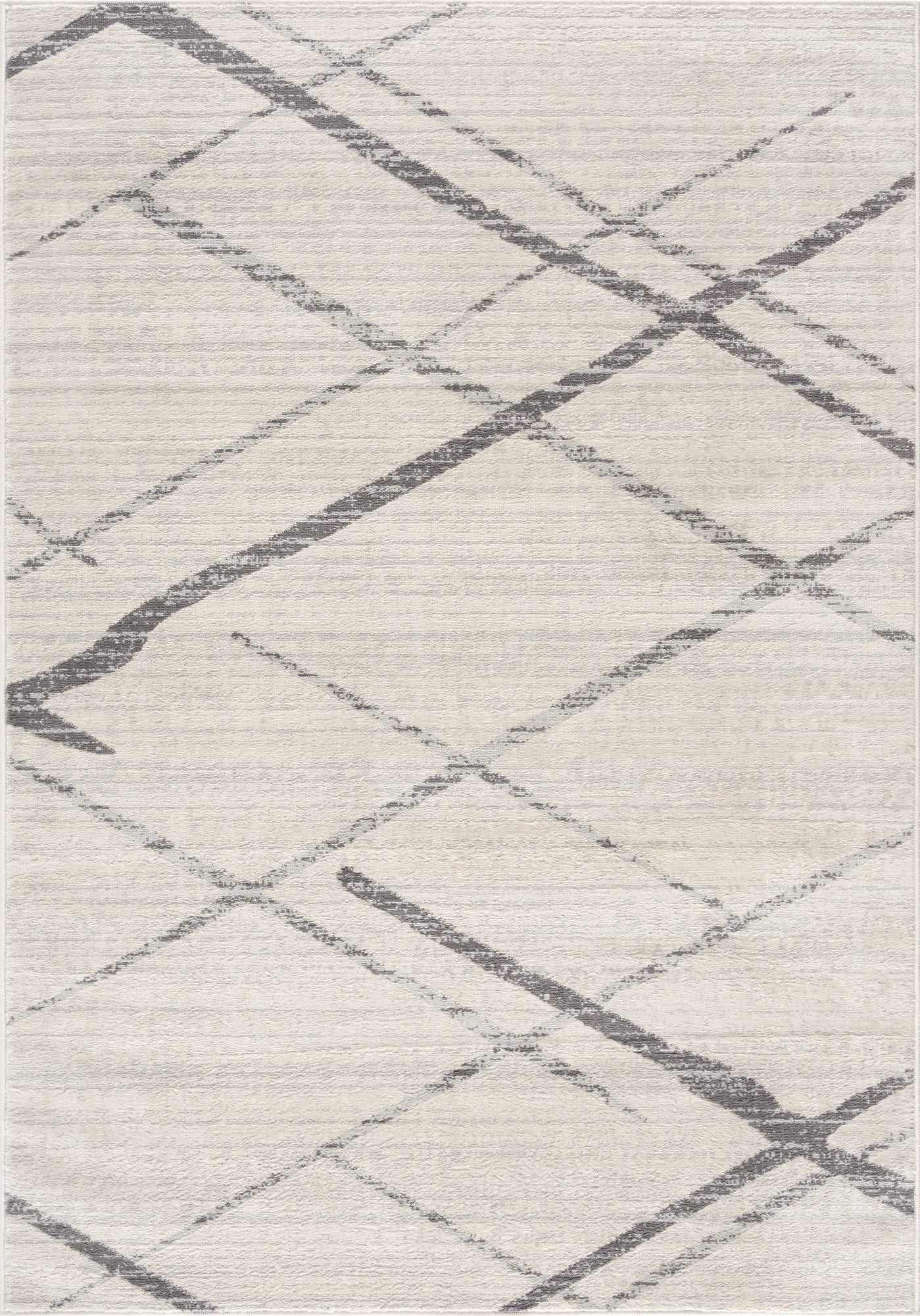 20' Gray And Ivory Geometric Runner Rug-Area Rugs-DECOROLALA