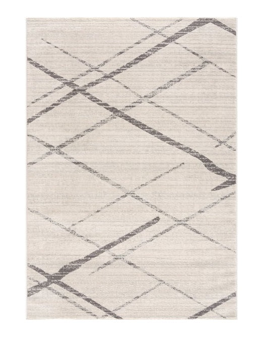 20' Gray And Ivory Geometric Runner Rug-Area Rugs-DECOROLALA