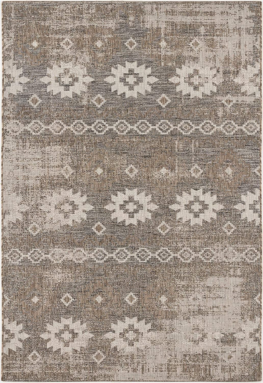 20' Gray And Ivory Ikat Runner Rug-Area Rugs-DECOROLALA
