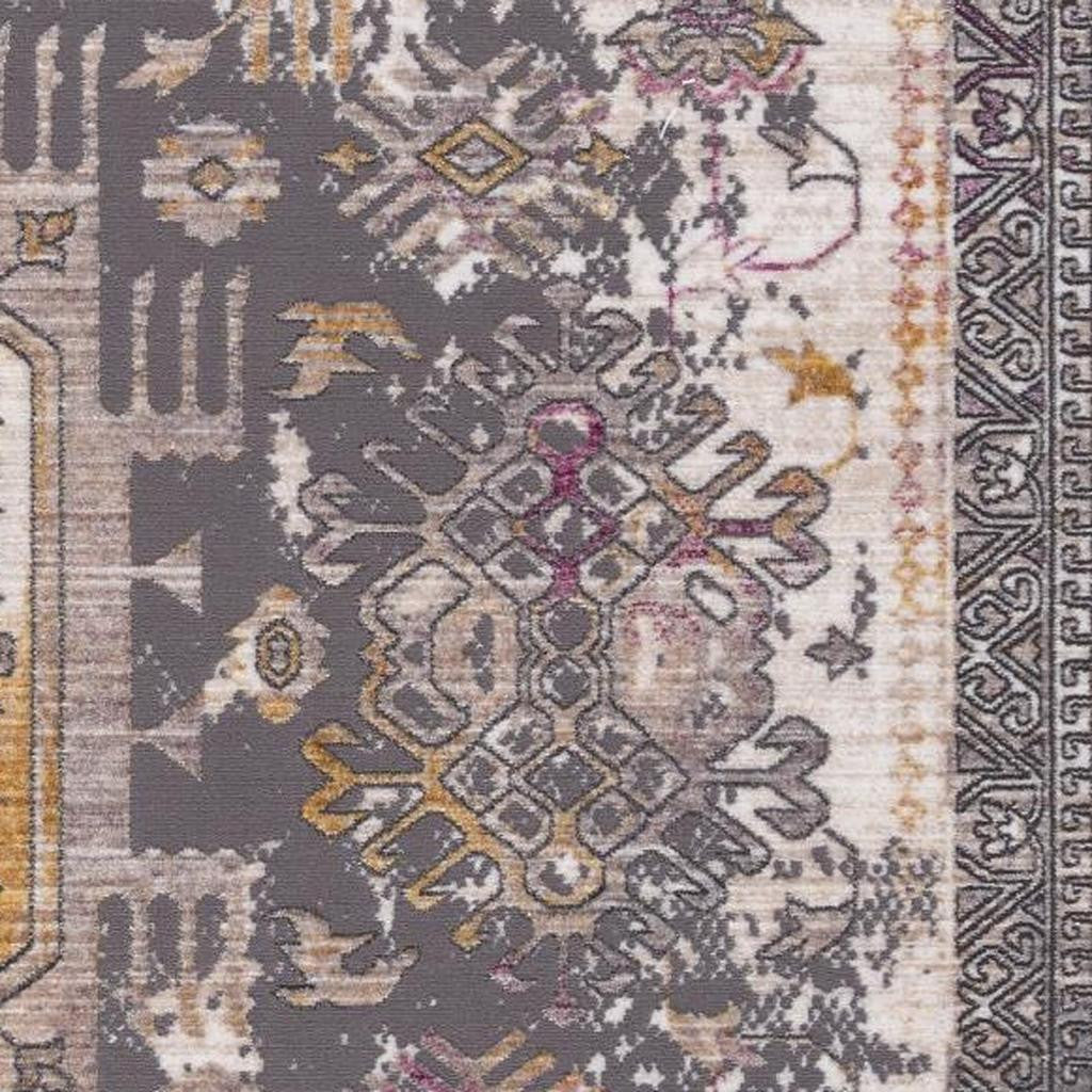 20' Gray And Ivory Oriental Runner Rug-Area Rugs-DECOROLALA