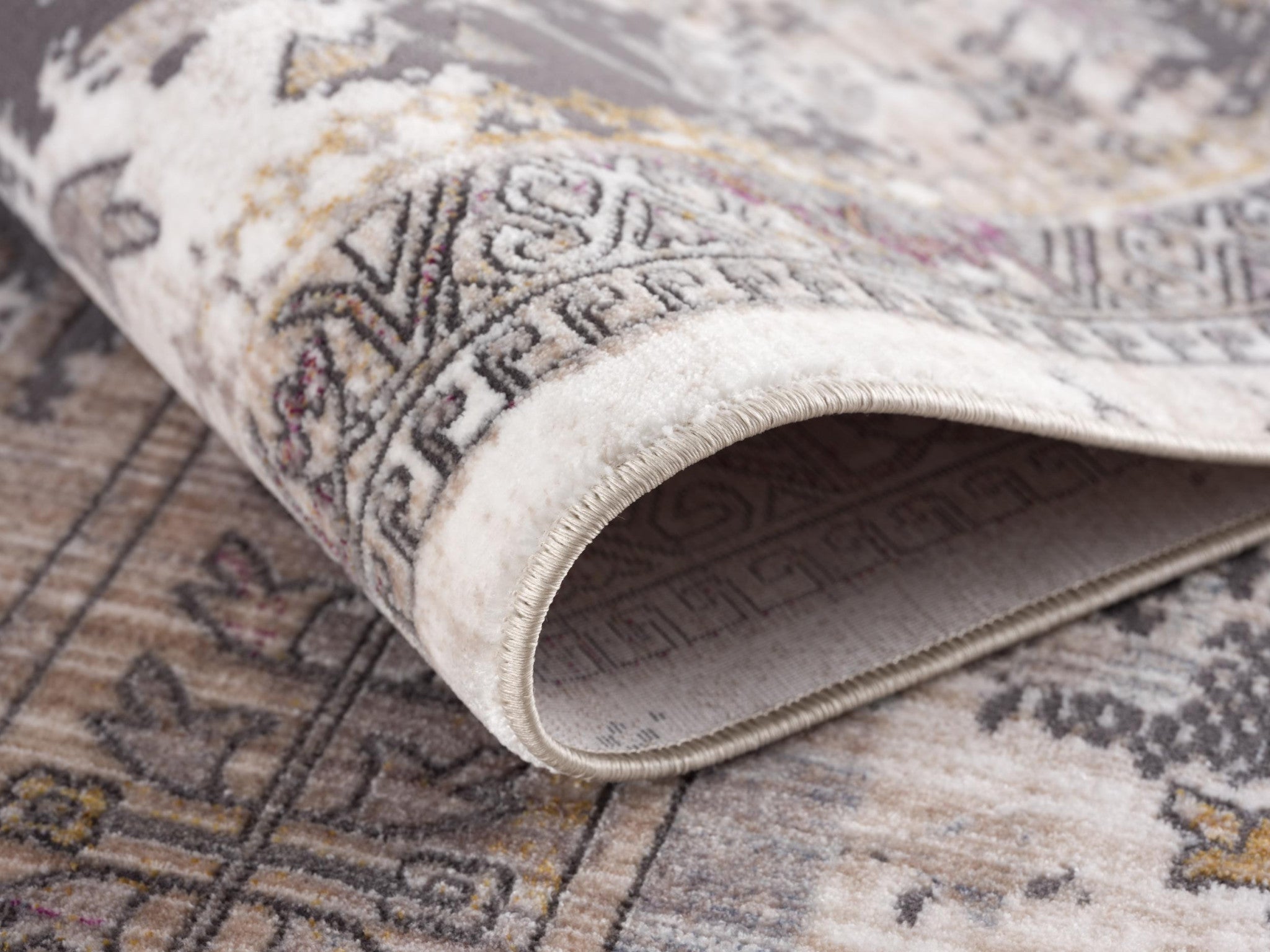 20' Gray And Ivory Oriental Runner Rug-Area Rugs-DECOROLALA