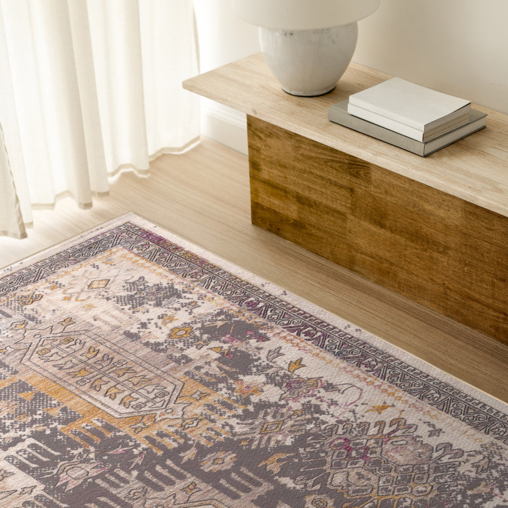 20' Gray And Ivory Oriental Runner Rug-Area Rugs-DECOROLALA