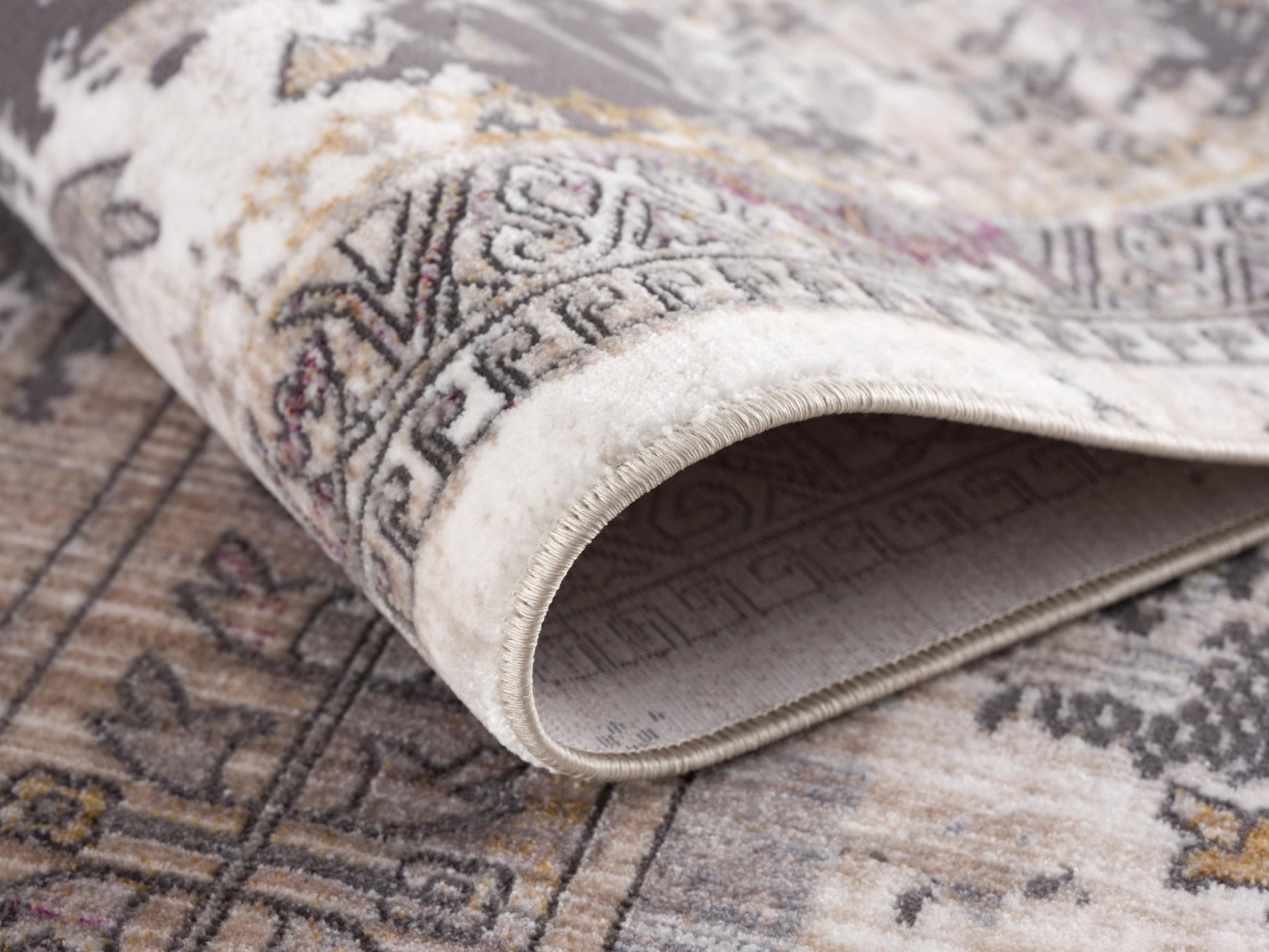 20' Gray And Ivory Oriental Runner Rug-Area Rugs-DECOROLALA