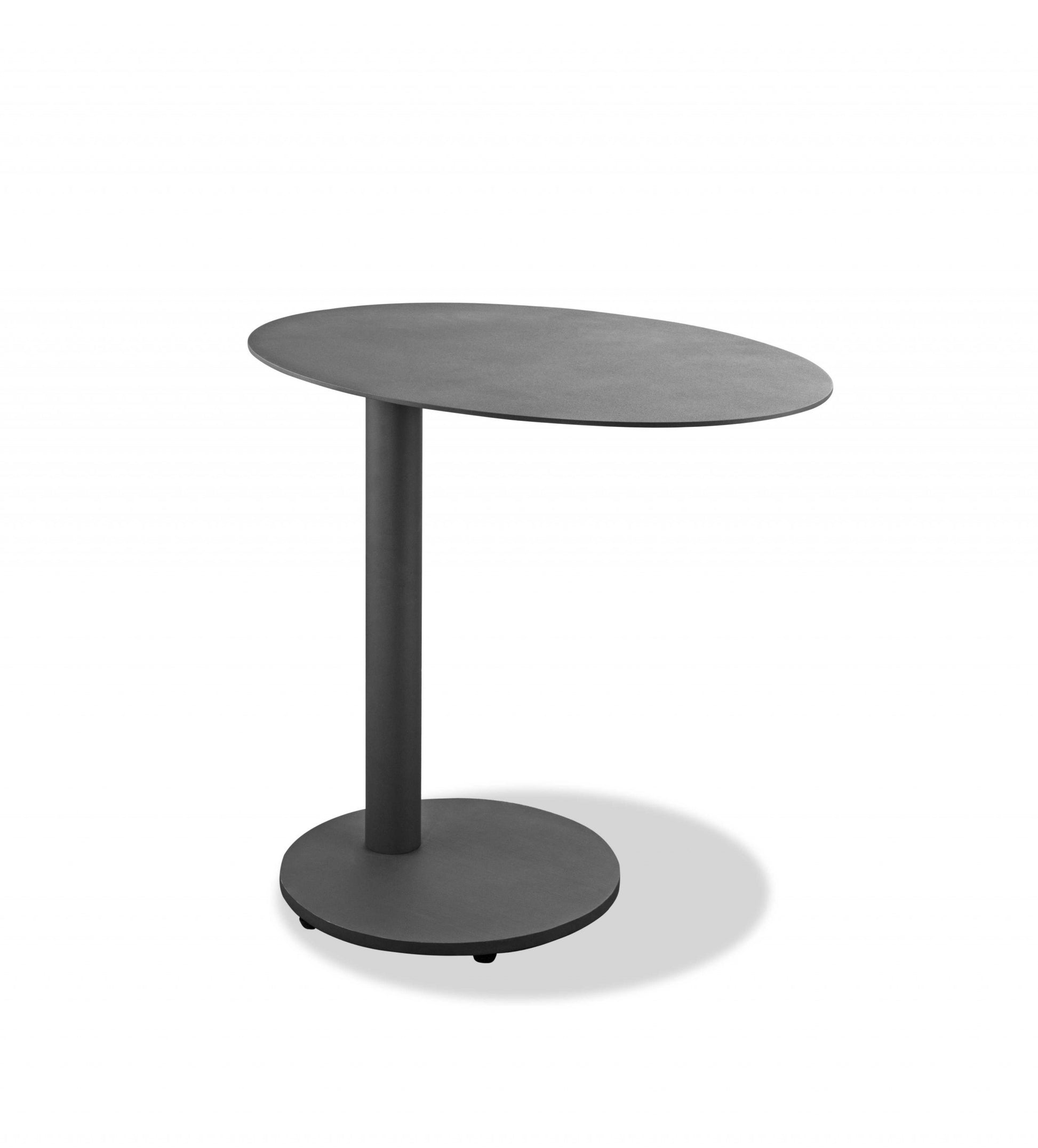 20" Gray Oval Aluminum Outdoor Side Table-Outdoor Tables-DECOROLALA