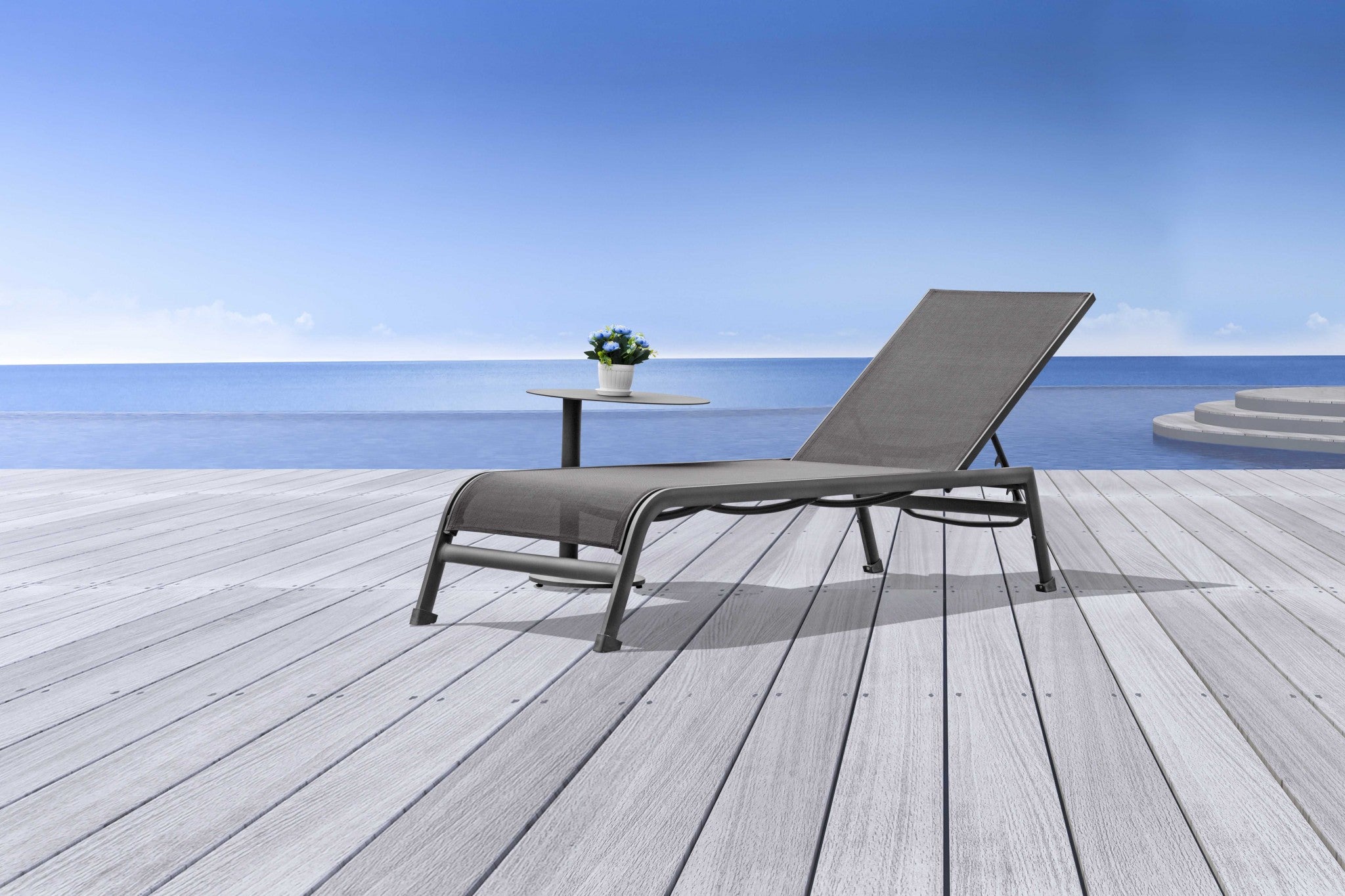 20" Gray Oval Aluminum Outdoor Side Table-Outdoor Tables-DECOROLALA