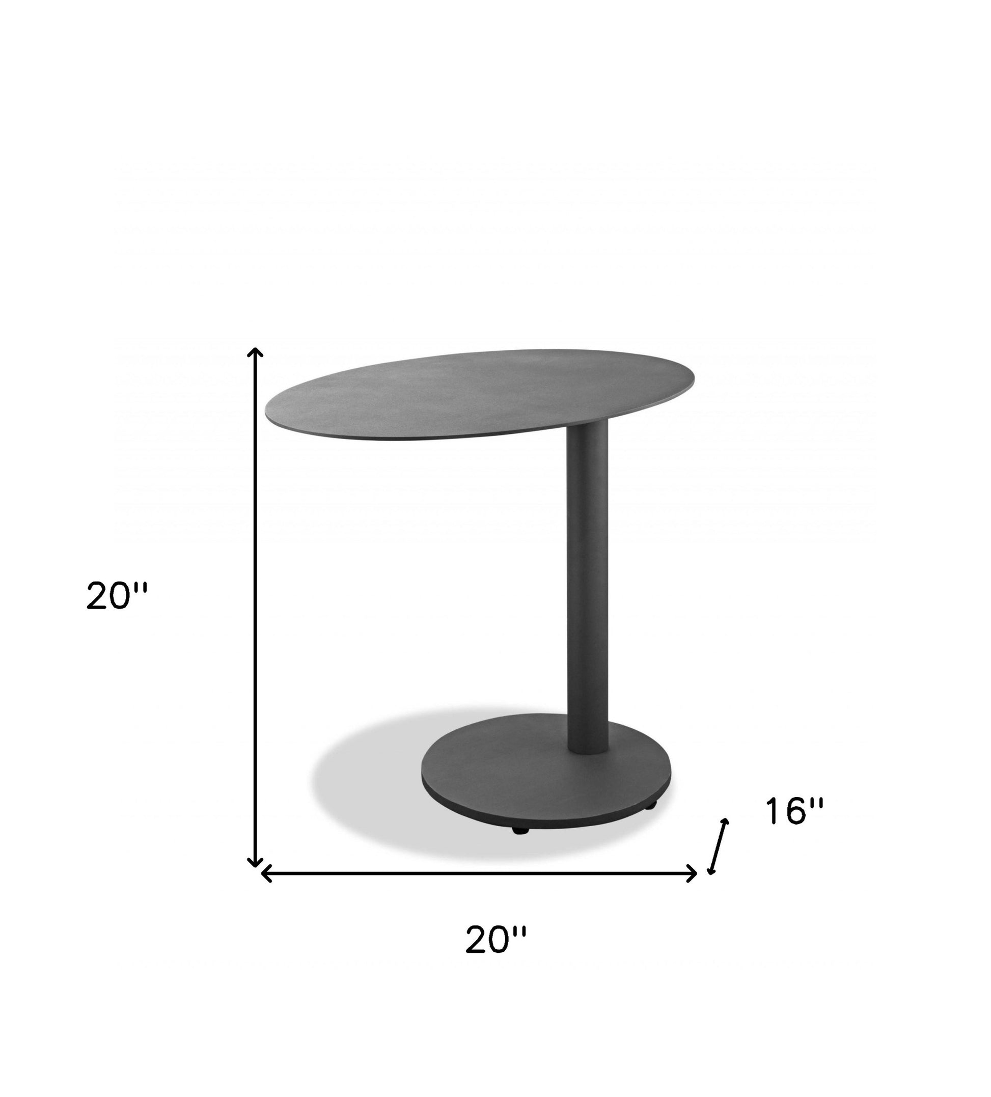 20" Gray Oval Aluminum Outdoor Side Table-Outdoor Tables-DECOROLALA