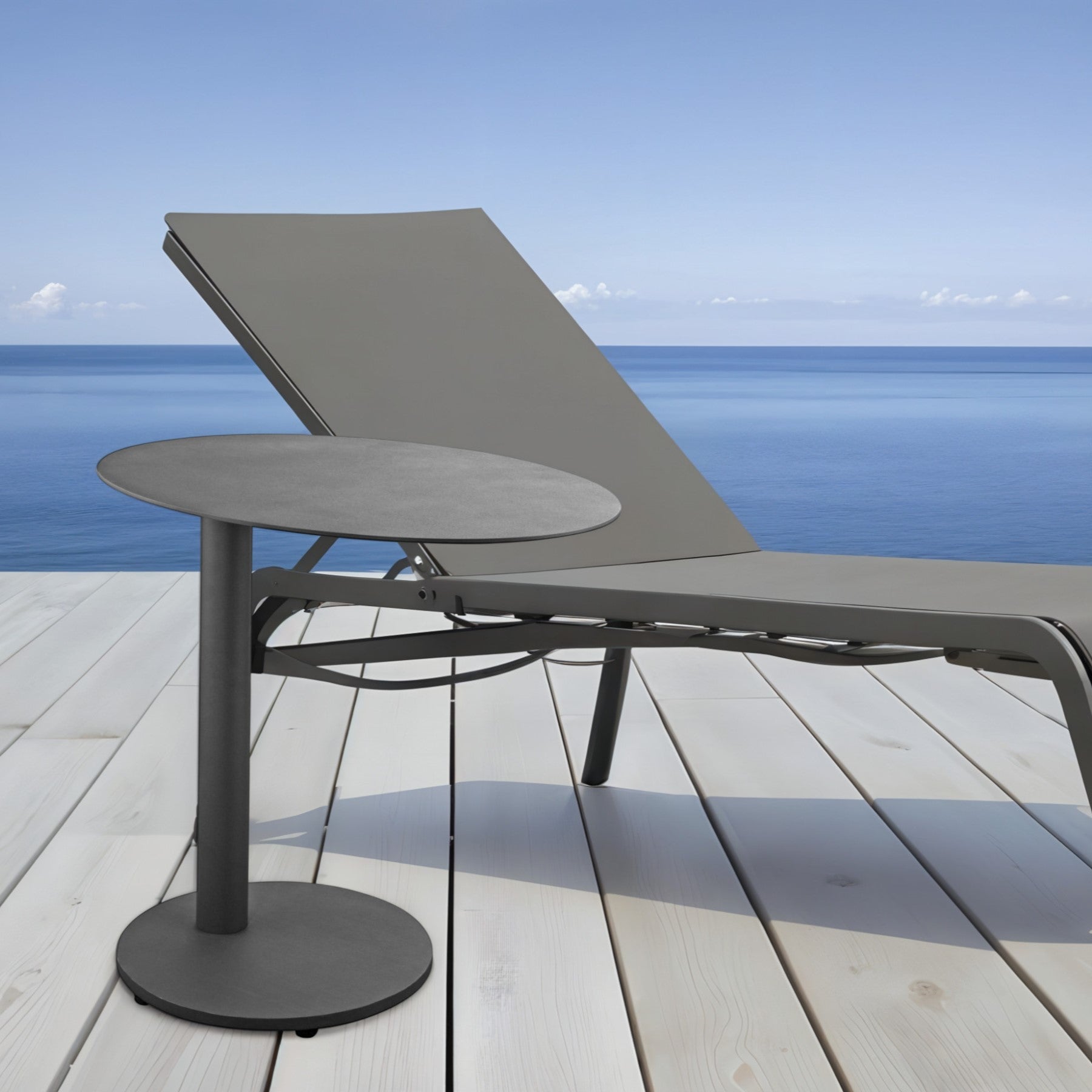 20" Gray Oval Aluminum Outdoor Side Table-Outdoor Tables-DECOROLALA