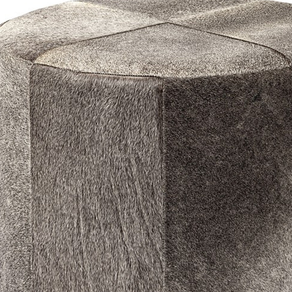 20" Gray Wool And Brown Footstool Ottoman-Ottomans-DECOROLALA