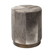 20" Gray Wool And Brown Footstool Ottoman-Ottomans-DECOROLALA