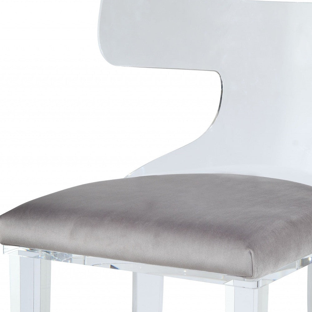 20" Gray and White Velvet Side Chair-Accent Chairs-DECOROLALA