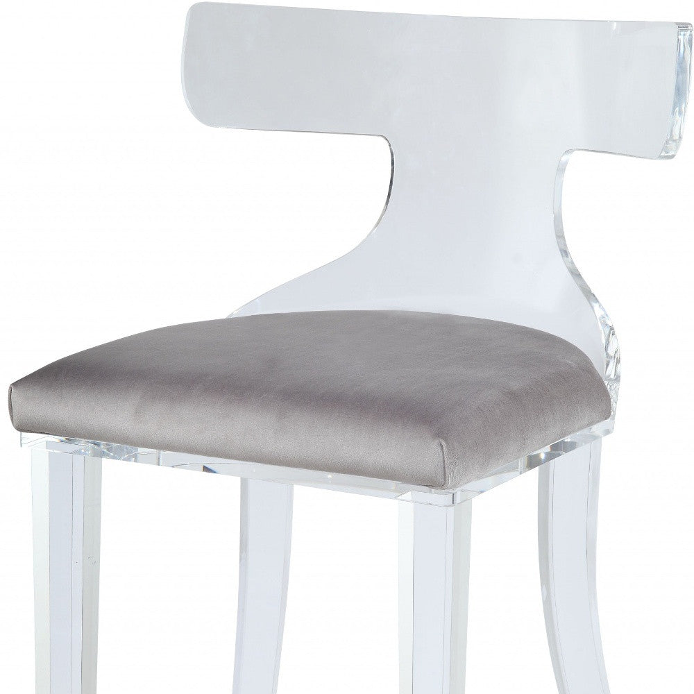 20" Gray and White Velvet Side Chair-Accent Chairs-DECOROLALA
