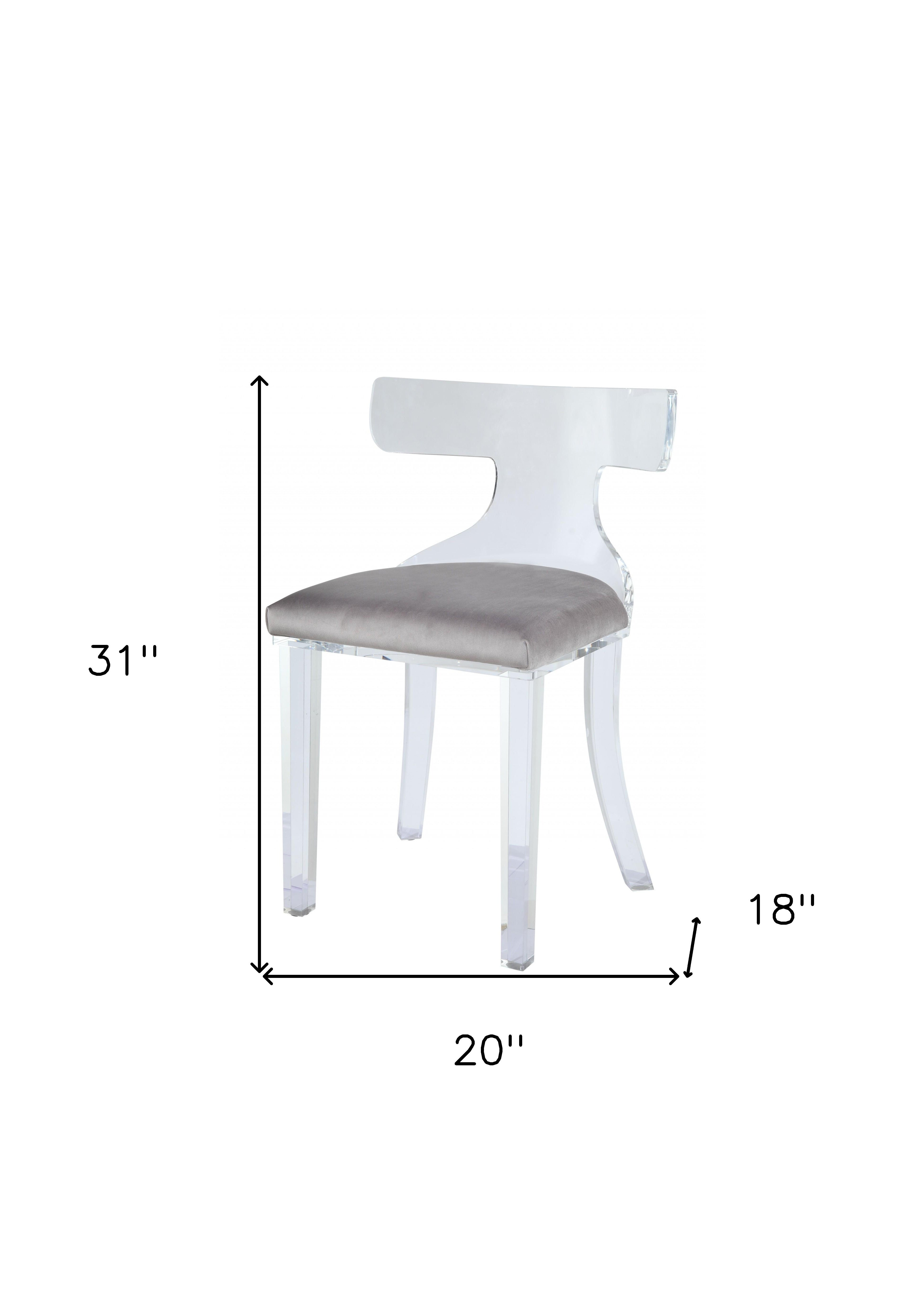 20" Gray and White Velvet Side Chair-Accent Chairs-DECOROLALA