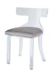 20" Gray and White Velvet Side Chair-Accent Chairs-DECOROLALA